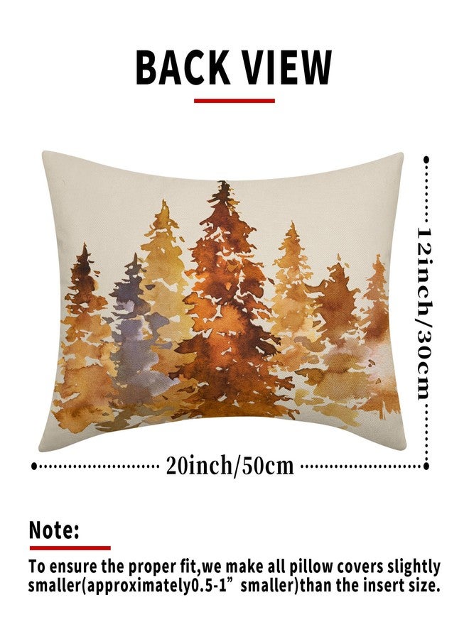 aportt Burnt Orange Fall Tree Lumbar Pillow Covers 12X20 in Set of 2 Nature Themed Autumn Rectangular Pillow Cases Watercolor Rustic Forest Pillowcase Home Decor for Room Couch Patio Sofa Porch Outdoor - Image 3