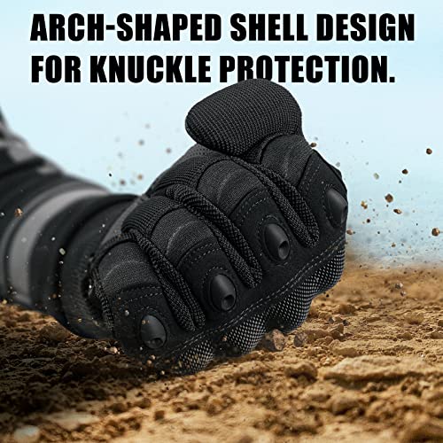Cierto Motorcycle Gloves for Men and Women: Full Finger Touch Screen Tactical Gloves with Breathable Hard Knuckle & Adjustable Wrist for Cycling, BMX ATV MTB Riding, Motocross, Road Racing - Black L - Image 3