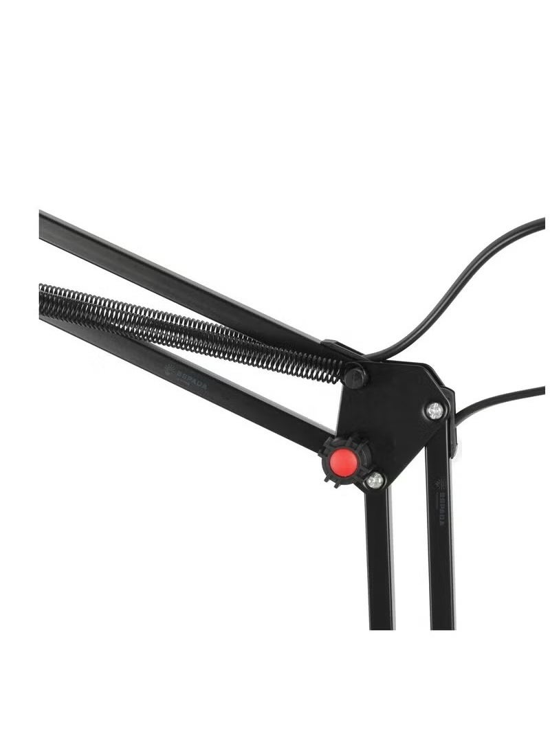 Metal Adjustable Swing Arm Desk Lamp with Interchangeable Base with Bulb- Blcak