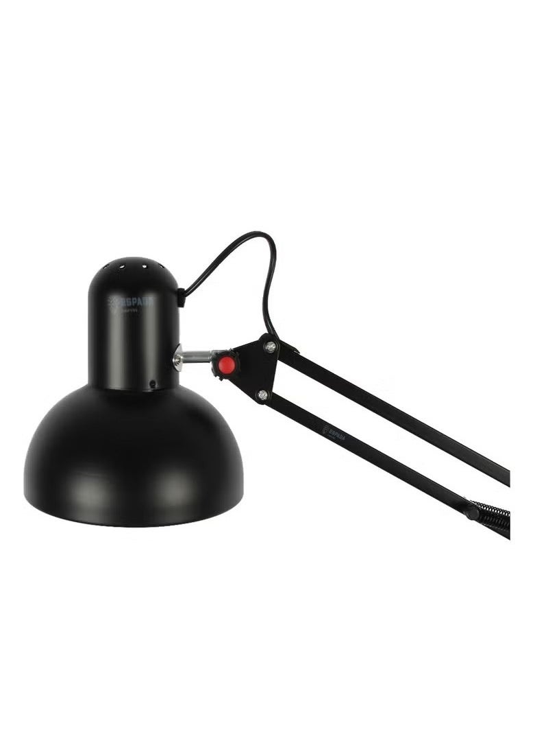 Metal Adjustable Swing Arm Desk Lamp with Interchangeable Base with Bulb- Blcak