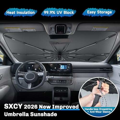 SXCY for 2024 2025 2026 Hyundai Kona Windshield Umbrella Sunshade Easier Foldable for 20242026 Hyundai Kona Accessories 2025 Kona Sunshade Umbrella 2025 2026 Kona Windshield Umbrella Sun Shade - Image 3