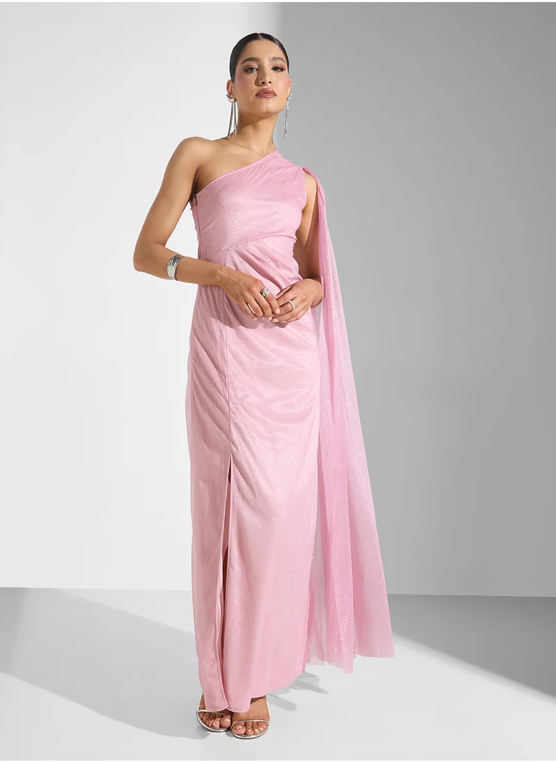 Ella Limited Edition One Shoulder   Exaggerated Sleeve Trail Dress