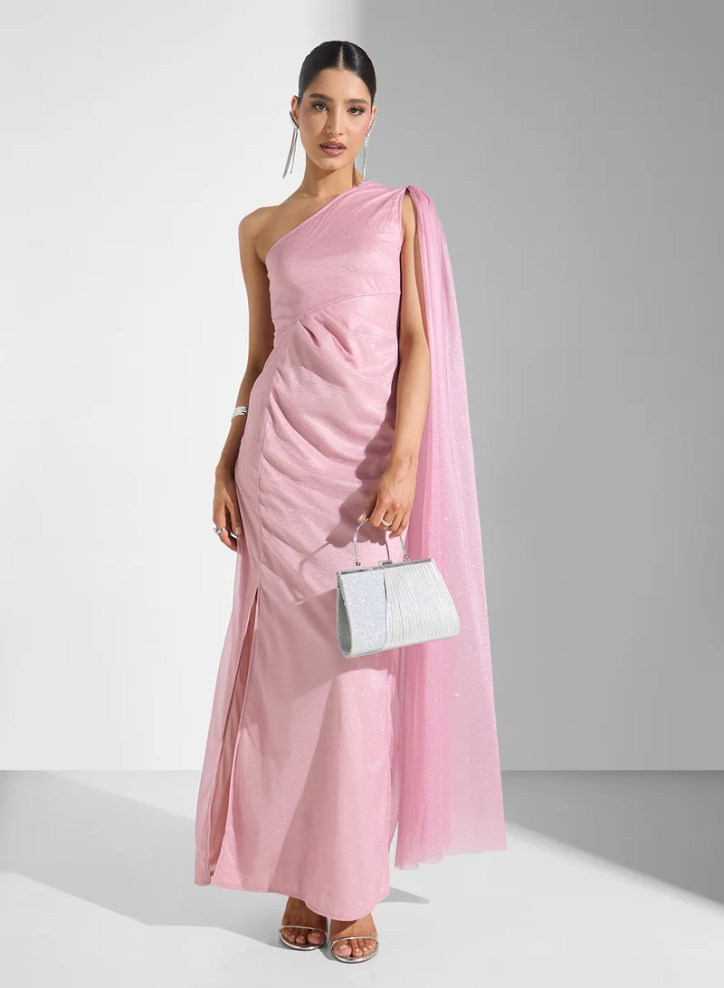 Ella Limited Edition One Shoulder   Exaggerated Sleeve Trail Dress