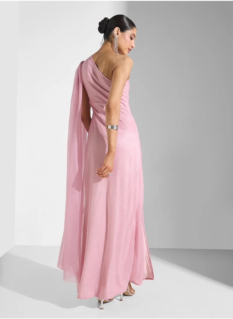Ella Limited Edition One Shoulder   Exaggerated Sleeve Trail Dress