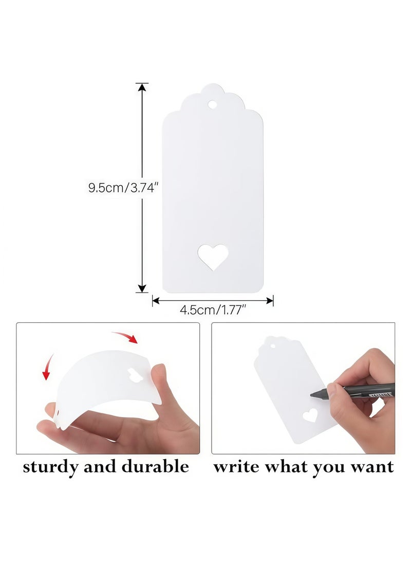 بطاقات هدايا، 100 قطعة، بطاقات ورقية فارغة مع خيط، 4.5 × 9.5 سم، لتوزيعات حفلات الزفاف، عيد الحب، وأعياد الميلاد - Image 3
