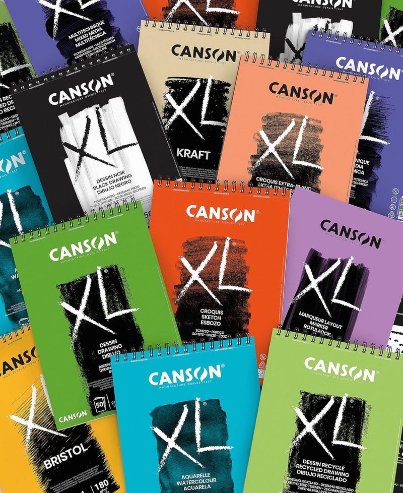 CANSON ورق رسم أسود CANSON XL 150 جرام A5 مزدوج الجوانب محبب ناعم دفتري الجانبين 20 ورقة سوداء مثالي للفنانين المحترفين والرسامين - Image 5
