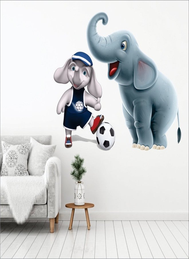 AH Decals Animated Lovely Elephant Football Cartoon Wall Sticker Best Suited for Kids Living Room (65 cm X 50 cm) - Image 3