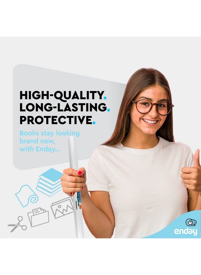 Enday Contact Paper Clear, 13.5” x 5-Feet, Transparent Self Adhesive Book and Textbook Covers for Paperbacks and Hard Covers, Plastic Protective Covering Contact Paper Roll, Acid Free - by Enday - Image 2