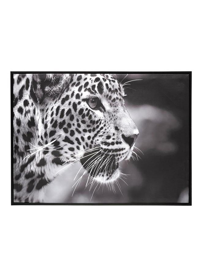 atmosphera Wall Mounted Decorative Easy-Hanging Leopard Print Canvas Frame Black and White 58 x 78cm 179520  - Image 1