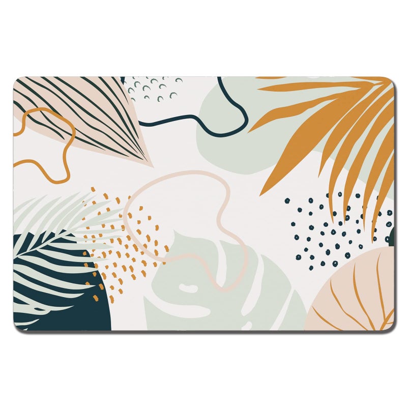 Rnivvi Dog Food Mat 16 x 24 Boho Absorbent Dog Cat Bowl Mat for Food and Water Cute AntiSlip Rubber Pet Feeding Rug Protect Floors Puppy Placemat for Feeding Watering Supplies Tropical Leaves - Image 2