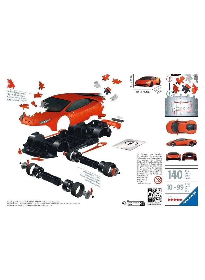 Ravensburger لعبة بازل 3D من رافينسبيرجر لامبورغيني هوراكان EVO (108 قطعة) - Image 3