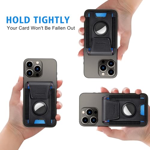 nuoku Magsafe Wallet with AirTag Holder, Leather Magnetic Phone Wallet with Card Holder for iPhone 17/16/15/14 /13/12 Pro/Max Series (Not 13 Mini/12 Mini) (S-Black) - Image 5