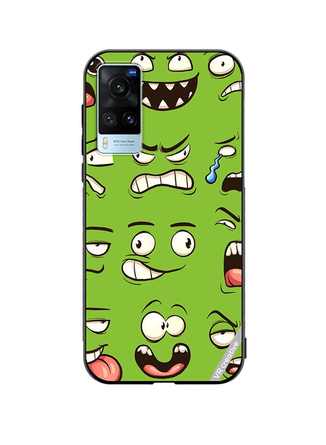 VR CREATIVE Protective Case Cover For Vivo X60 Green Faces Design Multicolour - Image 1