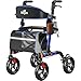 Aojin Walkers for Seniors Rollator Walker with Seat 350 lb Weight Capacity 18 Big Seat 8 AllTerrain Wheels 6Level Adjustable Height Lightweight Aluminum Frame Rollator Walkers for Seniors Blue - Image 1