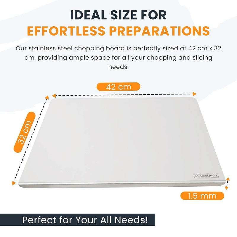 HELIMIX Stainless Steel Chopping Board Cutting Board Kneading Board for Cutting and Chopping Countertop Durable Hygienic Modern Design Easy to use Large - Image 5