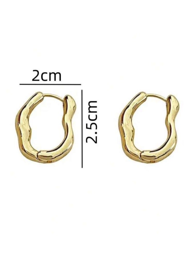 إيكوال حلق اذن نسائي دائري أنيق وعالي الجودة مطلي باللون الذهبي - Image 3