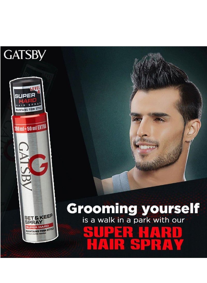 GATSBY - Set Keep Spray Super Hard 250 ml - Image 1