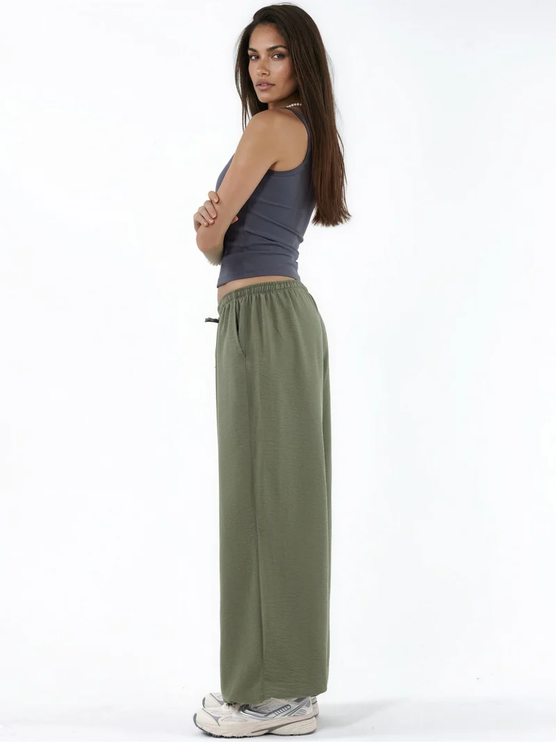 بوسيم BUSEM Wide-Leg Woven Trousers with Drawstring Waist
