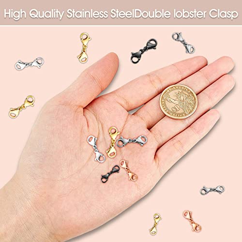 OHINGLT Double Lobster Clasp Necklace Extender Connector Bracelet Extension, Gold and Silver Lobster Claw Clasps for DIY Jewelry Making - Image 4