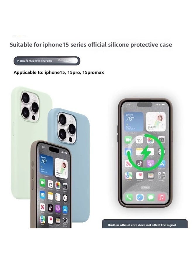 Generic - For Apple IPhone15 Liquid Silicone Phone Case 14Promax Magnetic Animation Original Official Website Protective Cover-Color:Black [true Liquid + Logo]-Applicable Models:For Iphone 14pro [regular Style + Carton Packaging] - Image 1