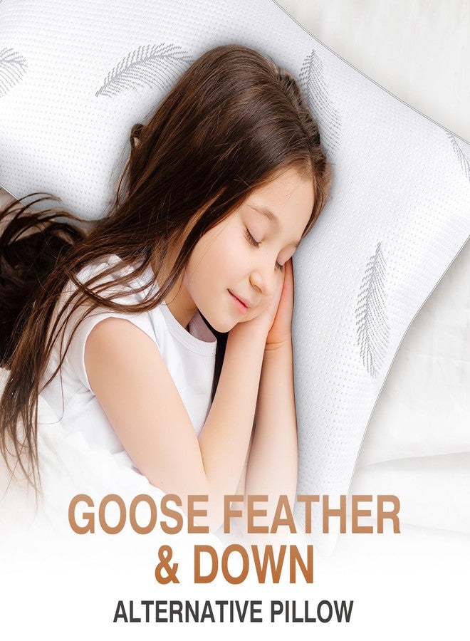 zibroges Goose Feather Pillows Bed Pillow - Hotel Down Pillows Queen Size Set of 2, Fluffy Support Surround Fill Polyester for Back, Stomach, Side Sleepers, Breathable & Soft Bed Pillow for Sleeping - Image 5
