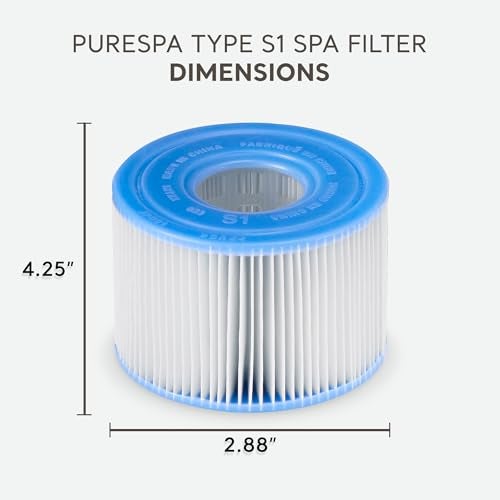 Intex 29011E Type S1 PureSpa Easy Set Pool Spa Hot Tub Filter Replacement Cartridges (6 Filters), Blue and White - Image 2