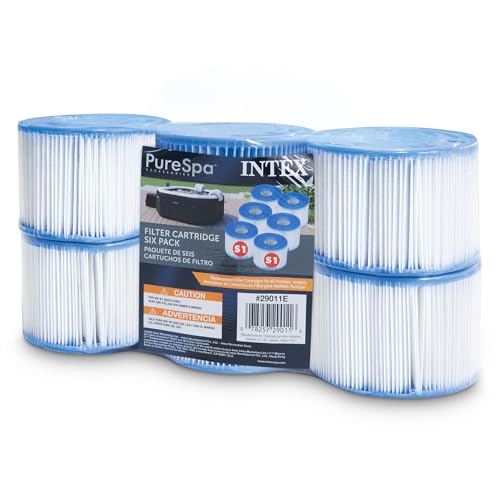 Intex 29011E Type S1 PureSpa Easy Set Pool Spa Hot Tub Filter Replacement Cartridges (6 Filters), Blue and White - Image 1