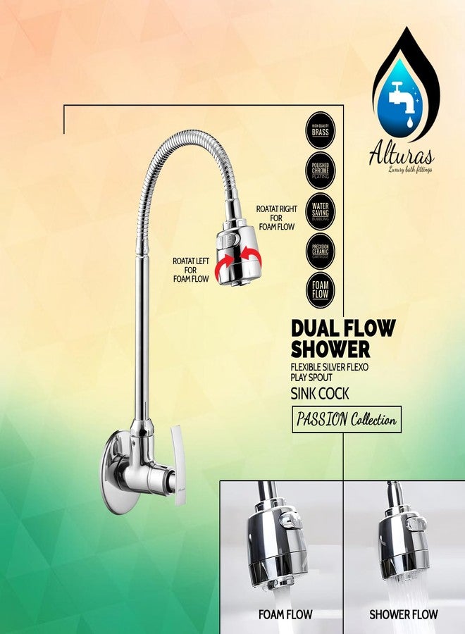 ALTURAS Dual Flow Silver Kitchen Sink Cock with 360 Degree Swivel Spout | Kitchen Sink Tap | Kitchen Faucet | Tap for Kitchen (Passion) - Image 3