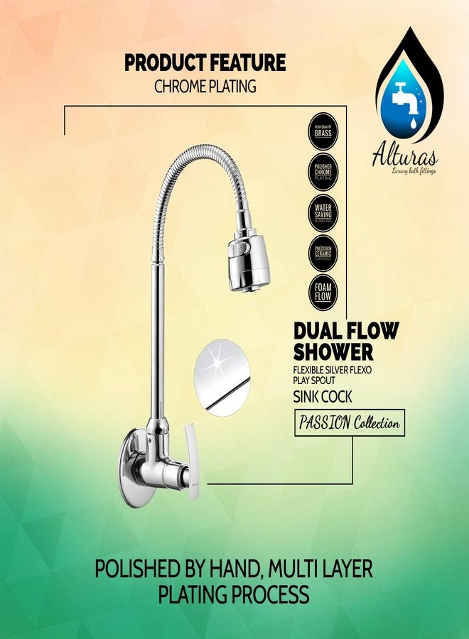ALTURAS Dual Flow Silver Kitchen Sink Cock with 360 Degree Swivel Spout | Kitchen Sink Tap | Kitchen Faucet | Tap for Kitchen (Passion) - Image 4