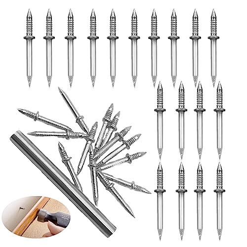 UtySty 200 Pack Double Head Skirting Nails Wooden Steps Thread Seamless Nail Invisible Double Headed Nail for Wooden Skirting Trim Installation Baseboard Acoustic Panels Stairway Door Floor Furniture - Image 1
