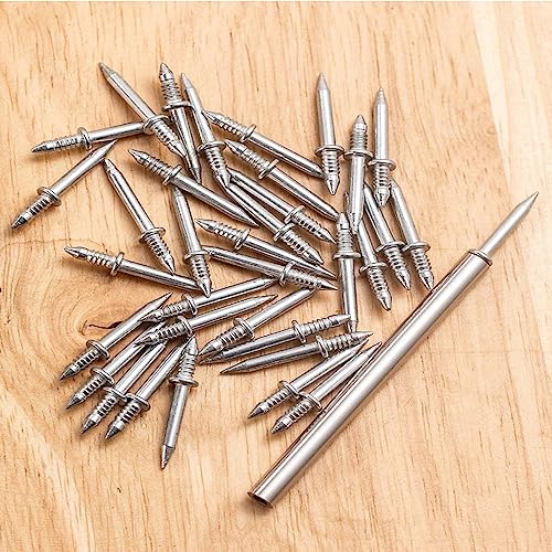 UtySty 200 Pack Double Head Skirting Nails Wooden Steps Thread Seamless Nail Invisible Double Headed Nail for Wooden Skirting Trim Installation Baseboard Acoustic Panels Stairway Door Floor Furniture - Image 2