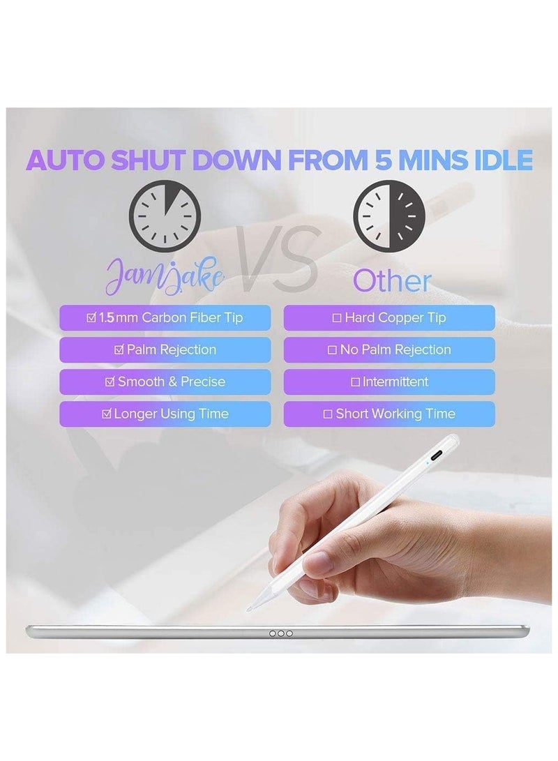 جامجيك قلم JAMJAKE Stylus لجهاز iPad من الجيل التاسع والعاشر - قلم رصاص نشط بشحن سريع 2X متوافق مع أجهزة Apple iPad Pro 11 و12.9 بوصة وiPad Air 2018-2023  - Image 2