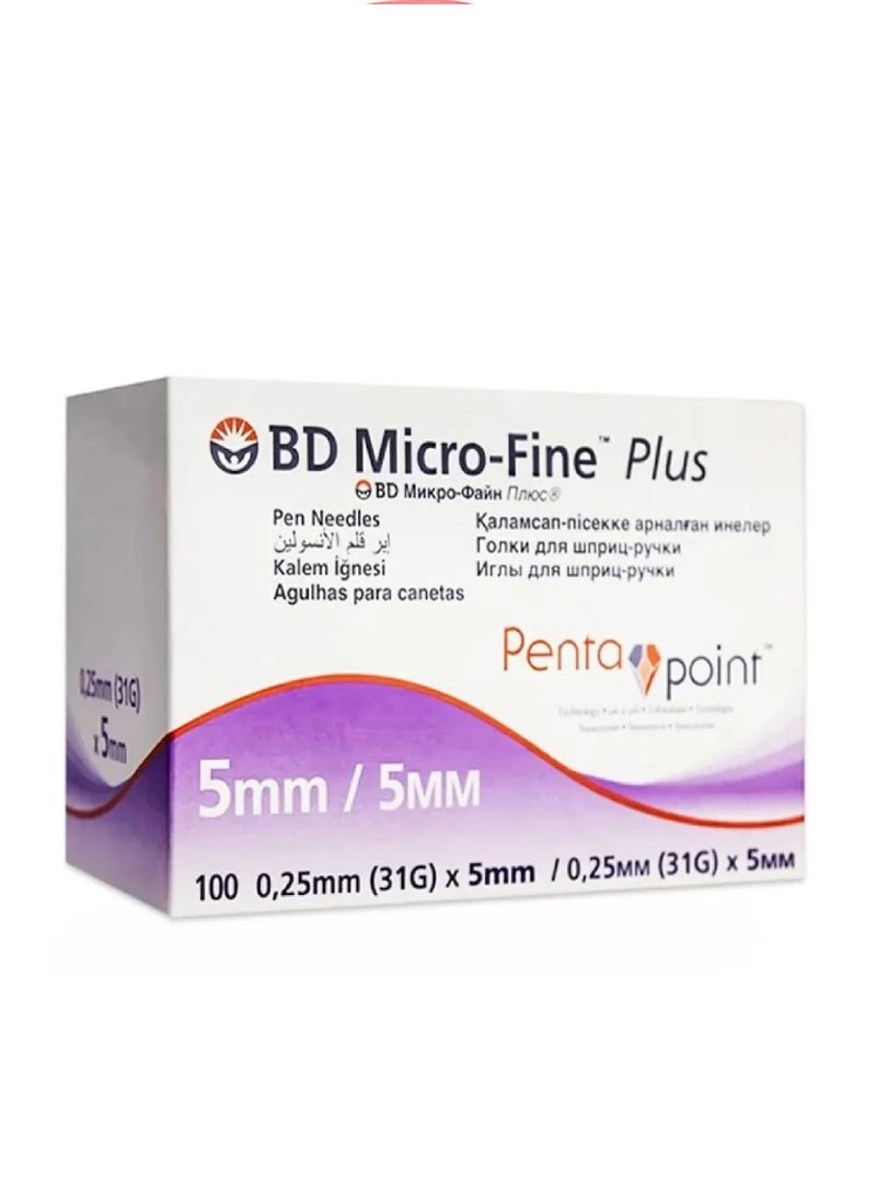 BD MICRO-FINE PLUS PENTA POINT 0.25(31G)5MM/5MM 100'S
