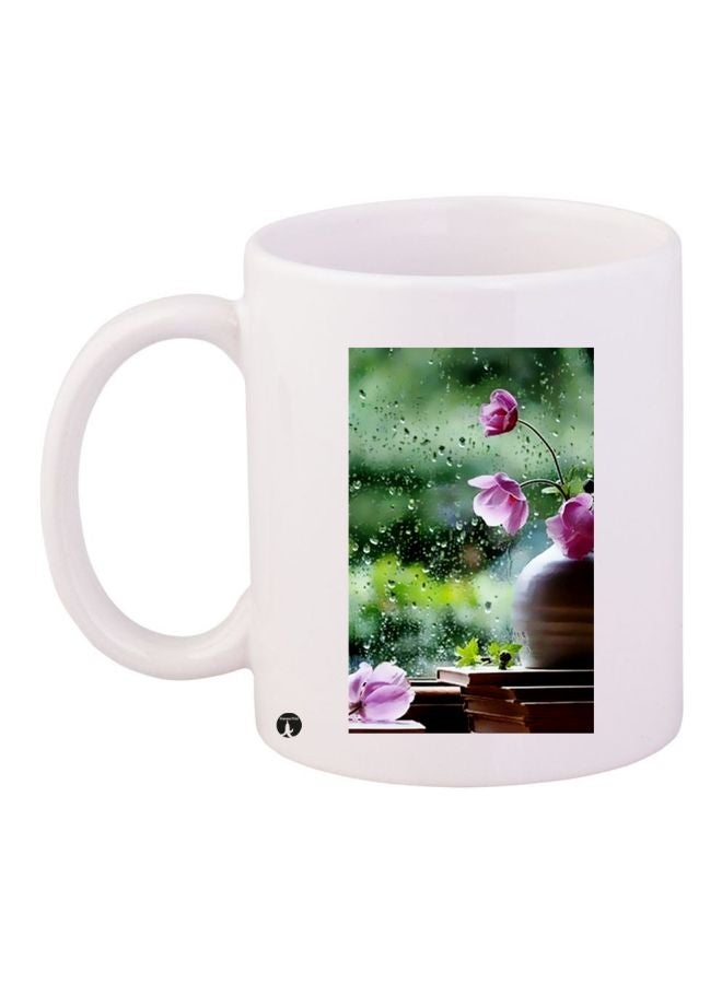 RYN Floral Printed Coffee Mug White/Green/Pink 11ounce