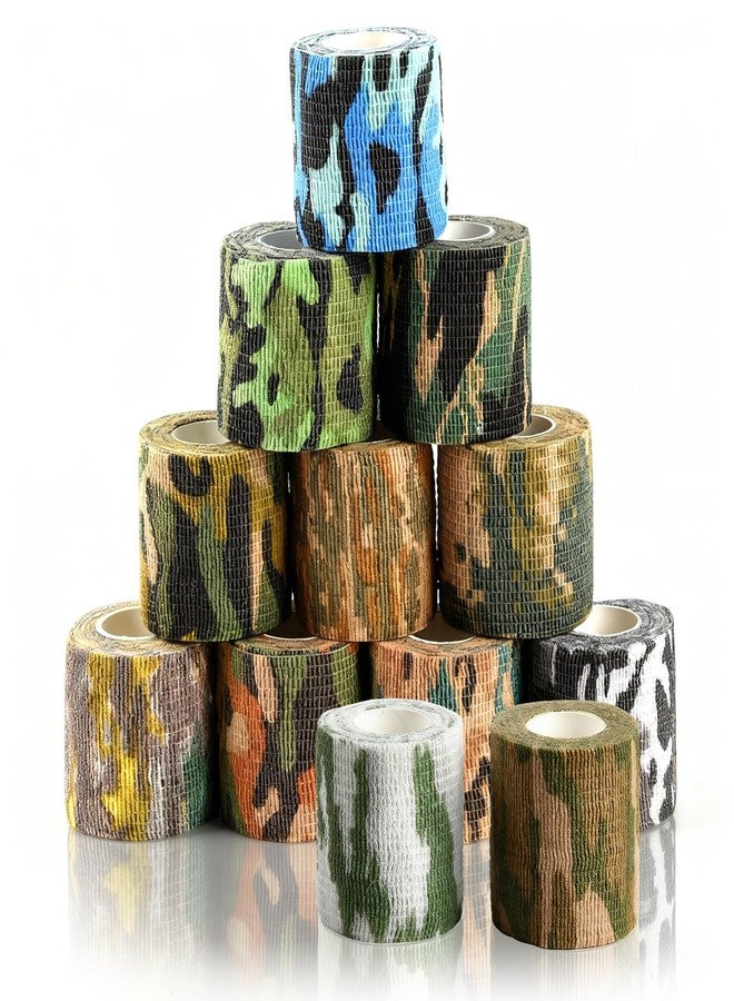 ANPUNAT 12 Rolls Non-Woven Vet Wrap Cohesive Bandages,Self Adherent Wrap Self Adhesive Bandage, Vet Wraps, Non-Woven for Wrist, Ankle, Sprains, Swelling, Pet Horse Animals(Camouflage,2 inchx 5 Yards - Image 1