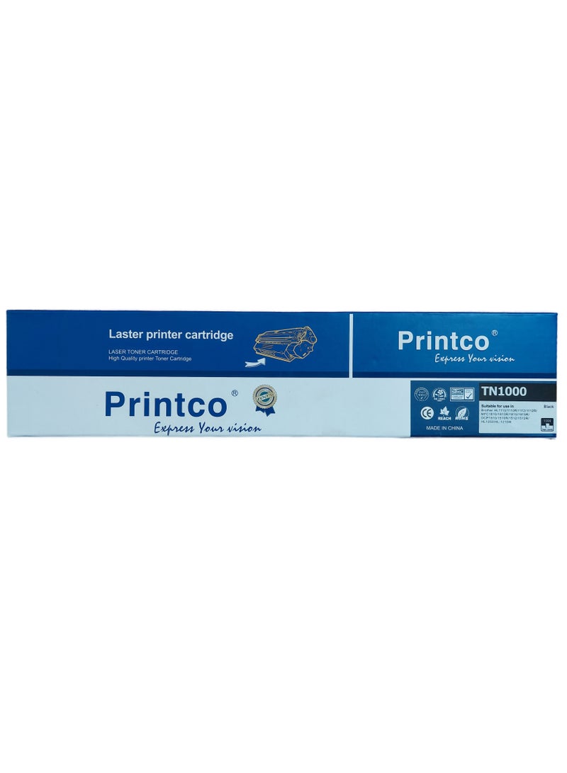 Printco Black Toner TN1000/1030/1050/1060 Compatible with BRTOHER HL1110  - Image 1