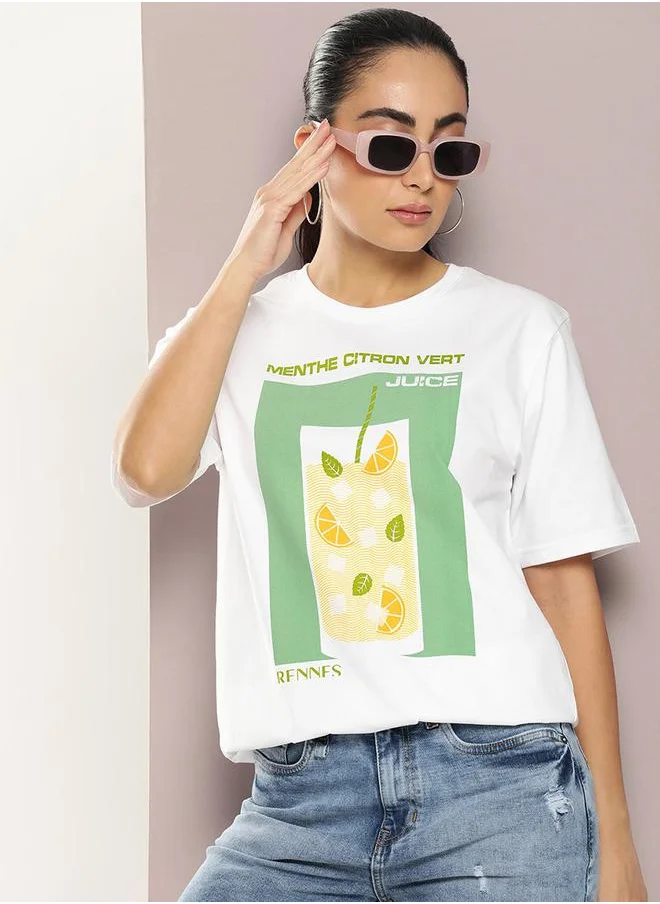 Dillinger Oversized Lemon Graphic Print T-Shirt by Styli