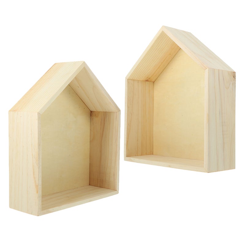 🏠 رف حائطي خشبي على شكل منزل لحلول تخزين متعددة - Image 4