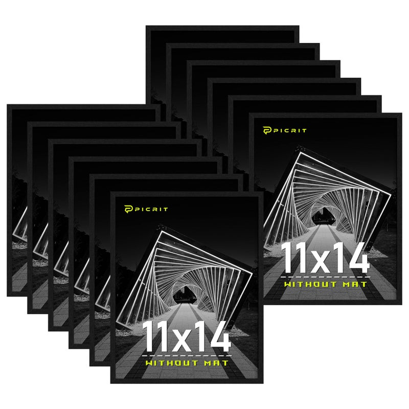 Picrit 11x14 Picture Frame Set of 12, Wall Gallery Photo Frames without Mat, Multi Photo Display for Home Decor, Black - Image 1
