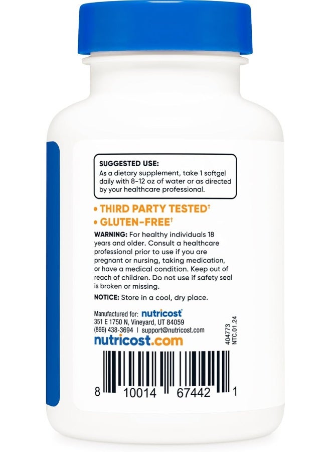 Nutricost Vitamin D3 1000 IU Softgels, 240 Softgels - Non-GMO & Gluten Free - Image 4