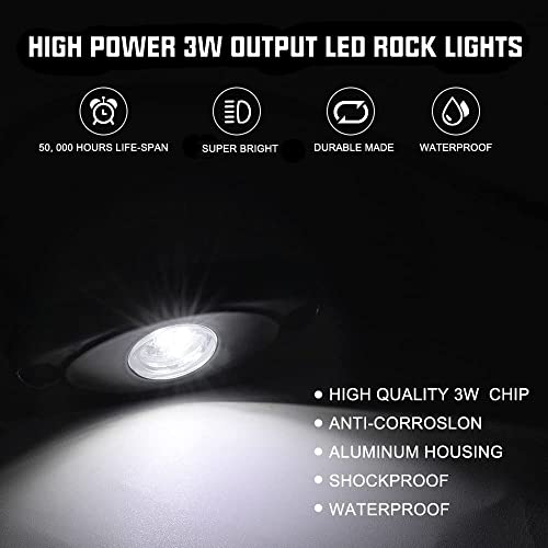 SUNPIE 6 Pods White Rock Lights 6000K Pure White Underglow Light Wheel Wheel Well Lights for Trucks Sedans Car ATV UTV SUV Golf Cart Trailer Motorcycles - Image 2