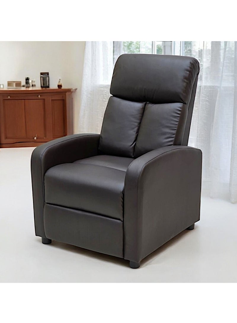 مفروشات صابر واخوانه (ذ.م.م) SBF Single Seater PU Leather Recliner Chair – Manual Reclining Sofa with Modern Design & Soft Padding – Comfortable One-Seater Lounge Chair for Living Room & Home Relaxation, Brown  - Image 2