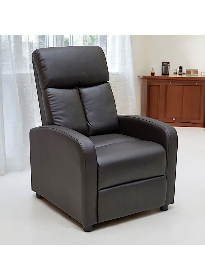 مفروشات صابر واخوانه (ذ.م.م) SBF Single Seater PU Leather Recliner Chair – Manual Reclining Sofa with Modern Design & Soft Padding – Comfortable One-Seater Lounge Chair for Living Room & Home Relaxation, Brown  - Image 1