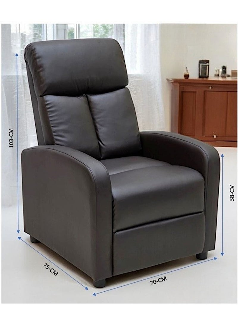 مفروشات صابر واخوانه (ذ.م.م) SBF Single Seater PU Leather Recliner Chair – Manual Reclining Sofa with Modern Design & Soft Padding – Comfortable One-Seater Lounge Chair for Living Room & Home Relaxation, Brown  - Image 5