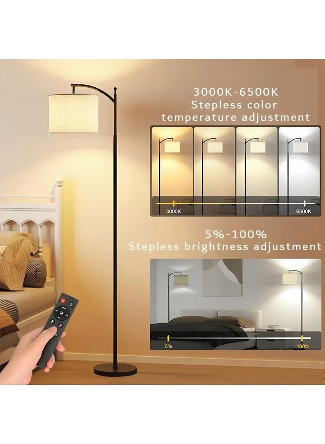 LED Fabric Shade Floor Lamp with 3-Color Dimming, Foot Switch & Remote Control – Suitable for Living Rooms, Bedrooms, and Offices - Image 4