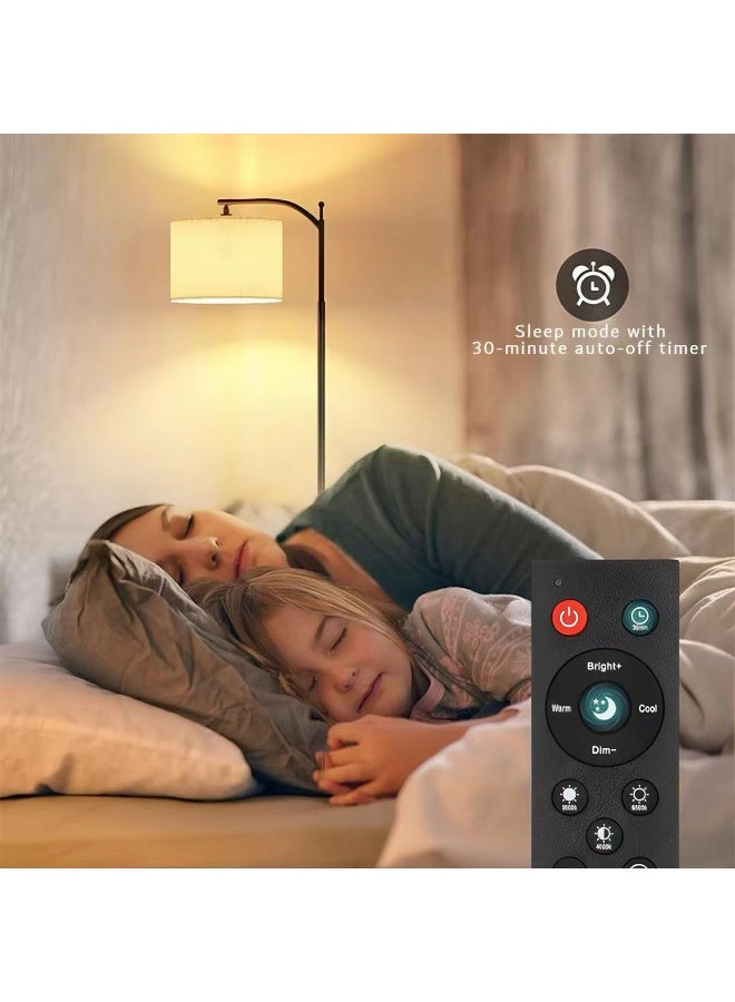 LED Fabric Shade Floor Lamp with 3-Color Dimming, Foot Switch & Remote Control – Suitable for Living Rooms, Bedrooms, and Offices - Image 2