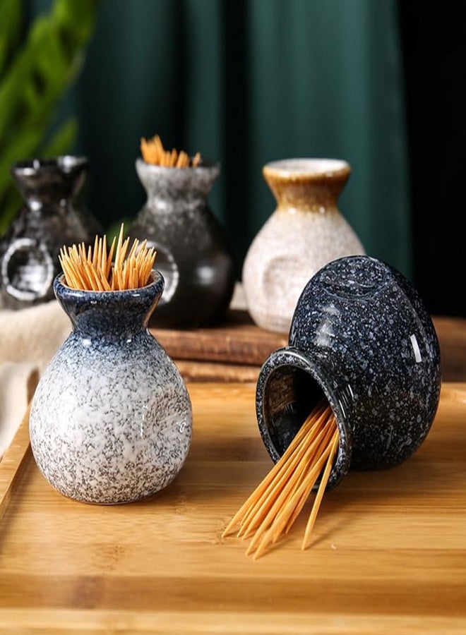 IMIKEYA Ceramic Toothpick Holder Dispenser - Blue Japanese Style Toothpick Container for Home and Restaurant - Decorative Organizer Stylish Tabletop Accessory - Image 4
