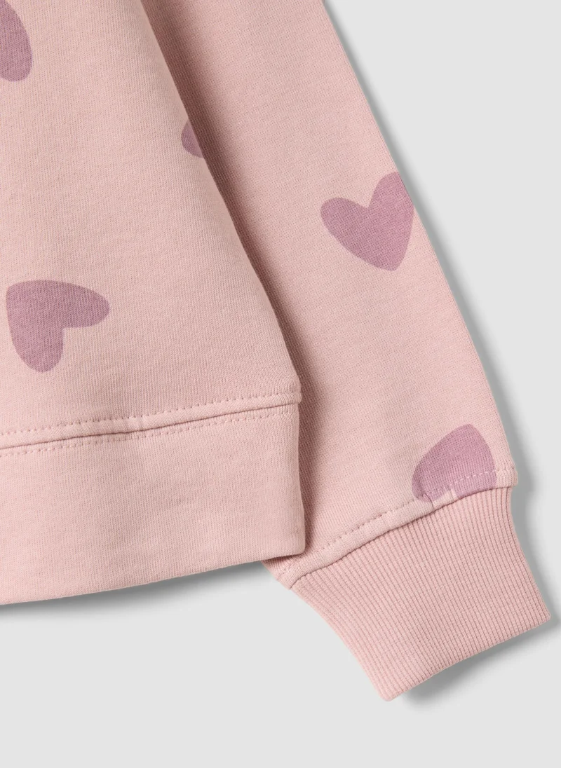 Ovs  OVS Pink Pure Cotton Sweatshirt With Heart Print And Crew Neck For Girls for Women | Best Price UAE