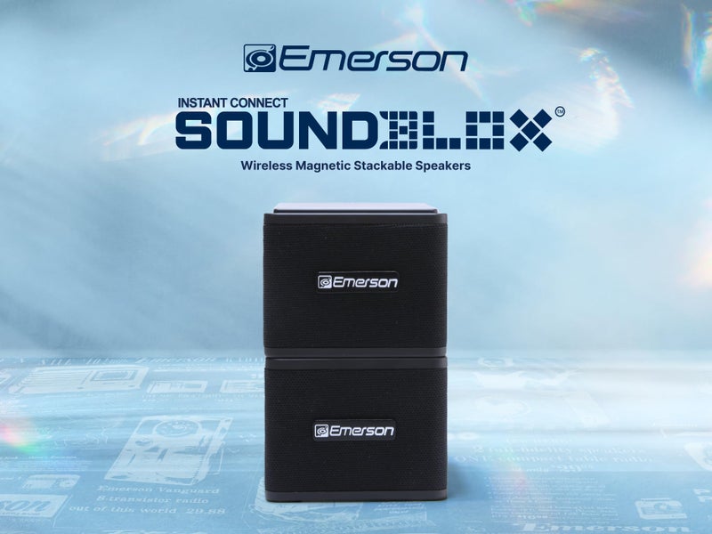 Emerson EAS-3006-BK Sound Blox â€“ Wireless Magnetic Stackable Bluetooth Speakers, Instant Connect, Multi-Room Audio, USB-C Charging, Built-in Subwoofer - Image 2