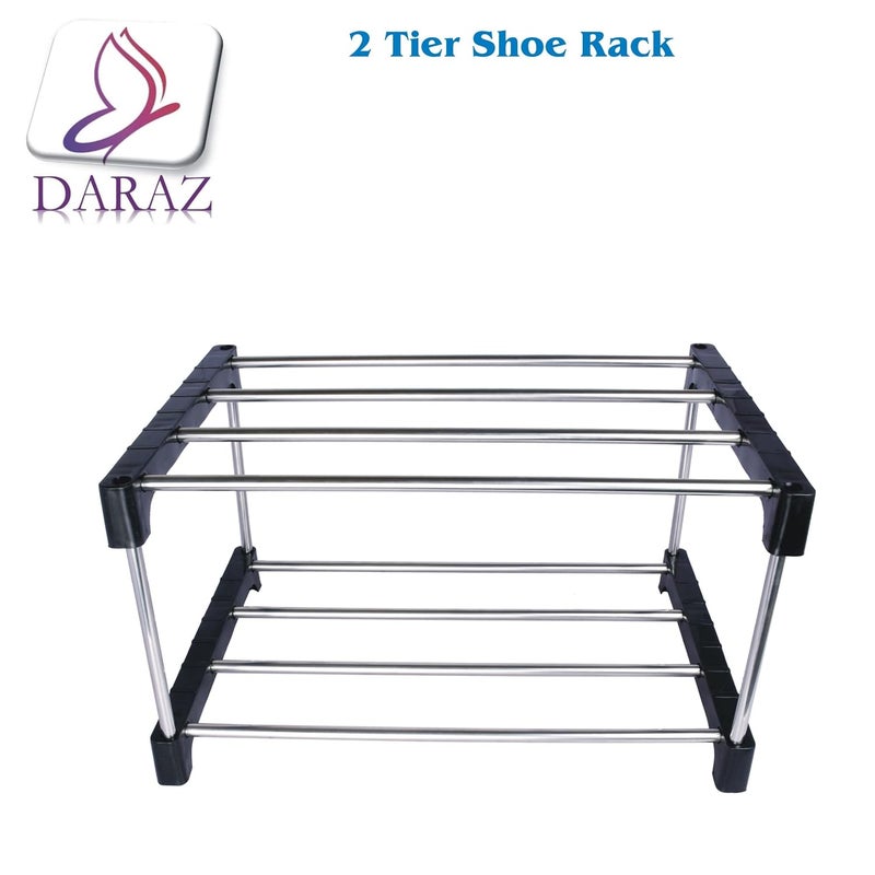 DARAZ Premium Shoes Stand for Home Steel Shoe Rack for Home Steel Durable Foldable Steel Rack Storage Organizer Shoe Stand for Closet Entryway and Doorway Black Silver - Image 5